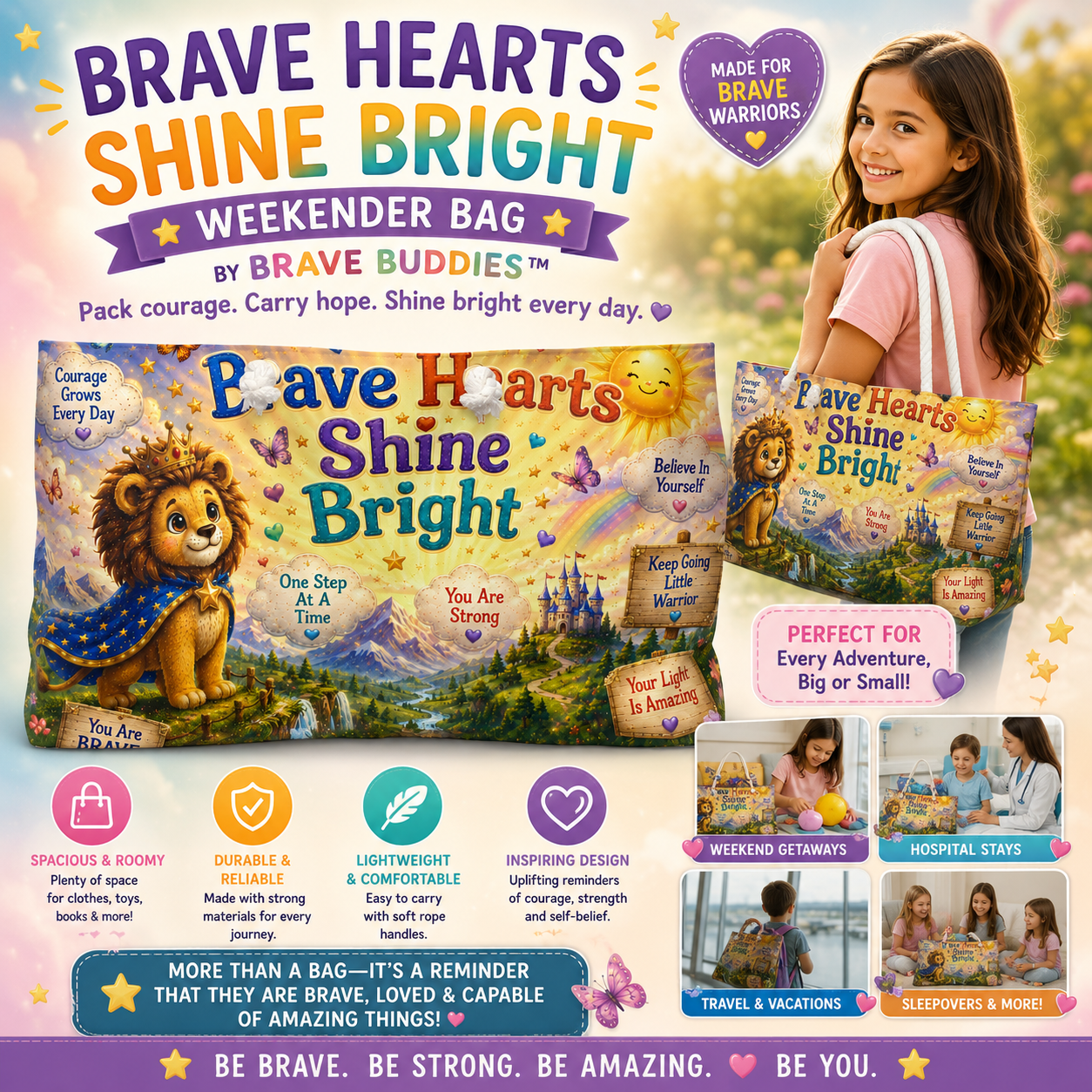 Brave Hearts Shine Bright Weekender Bag — Brave Buddies