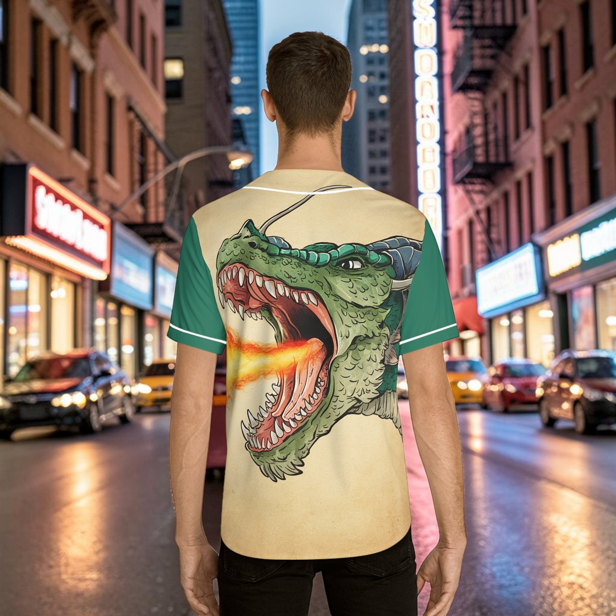 Men's Baseball Jersey - Fire Breathing Dragon
