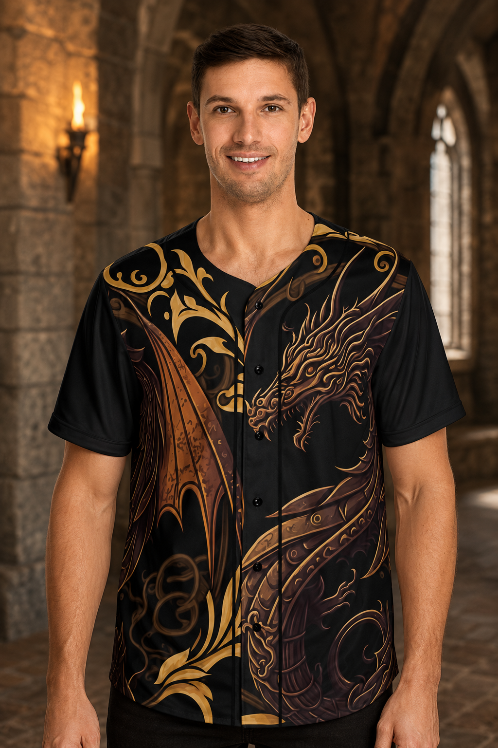 Men's Baseball Jersey - Golden Dragon