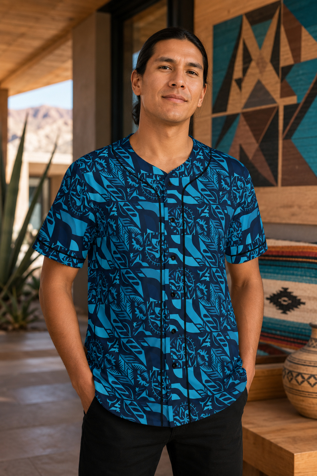 Men's Baseball Jersey  - Tribal Blue