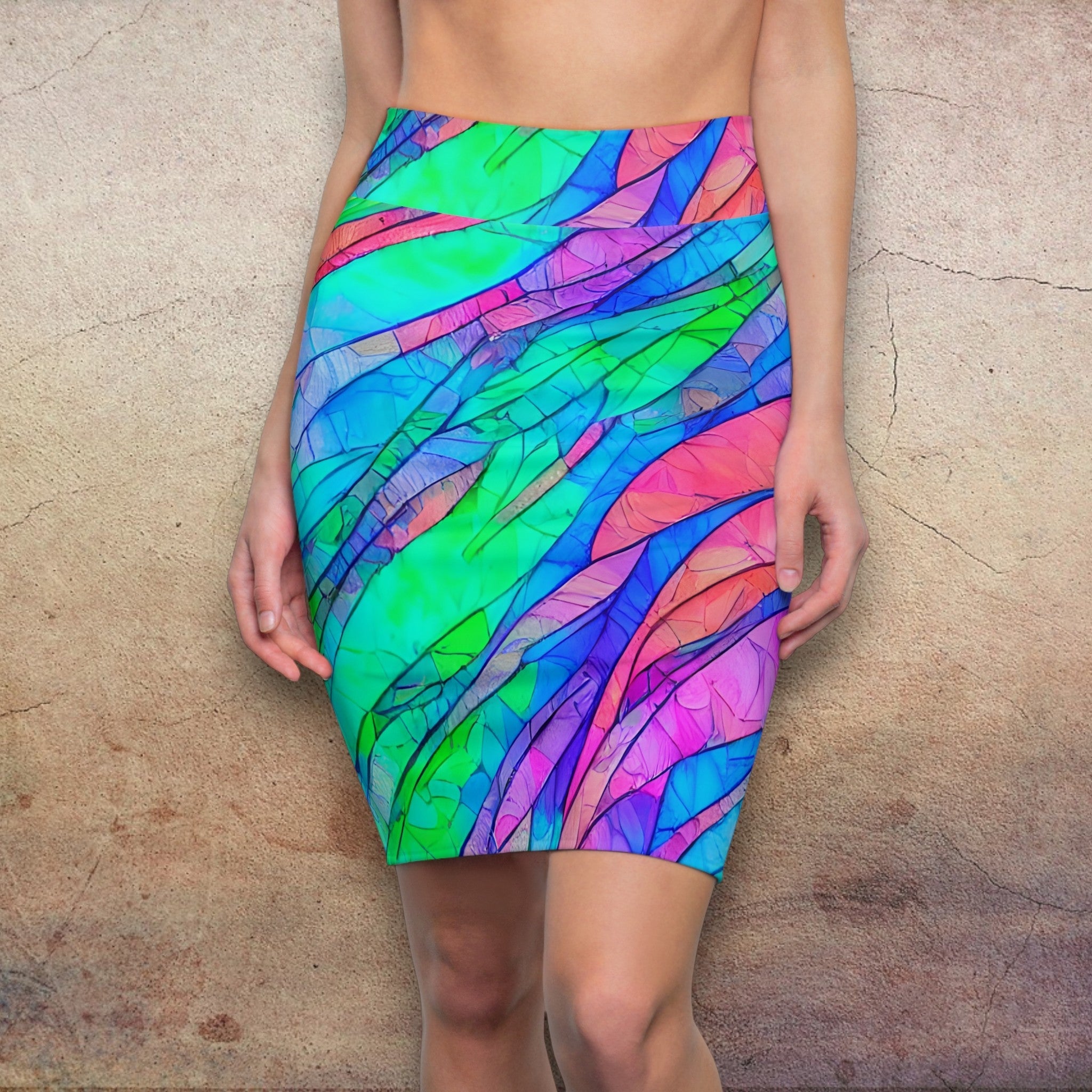 Mermaid Waves Pencil Skirt