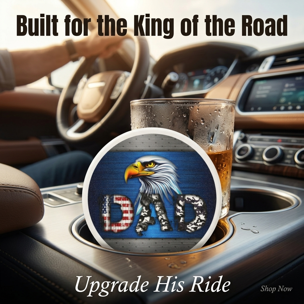 Patriotic American Dad – Soapstone Car Coaster
