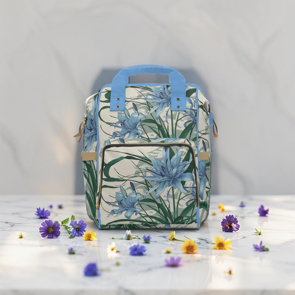 Diaper Backpack - Blue African Lily