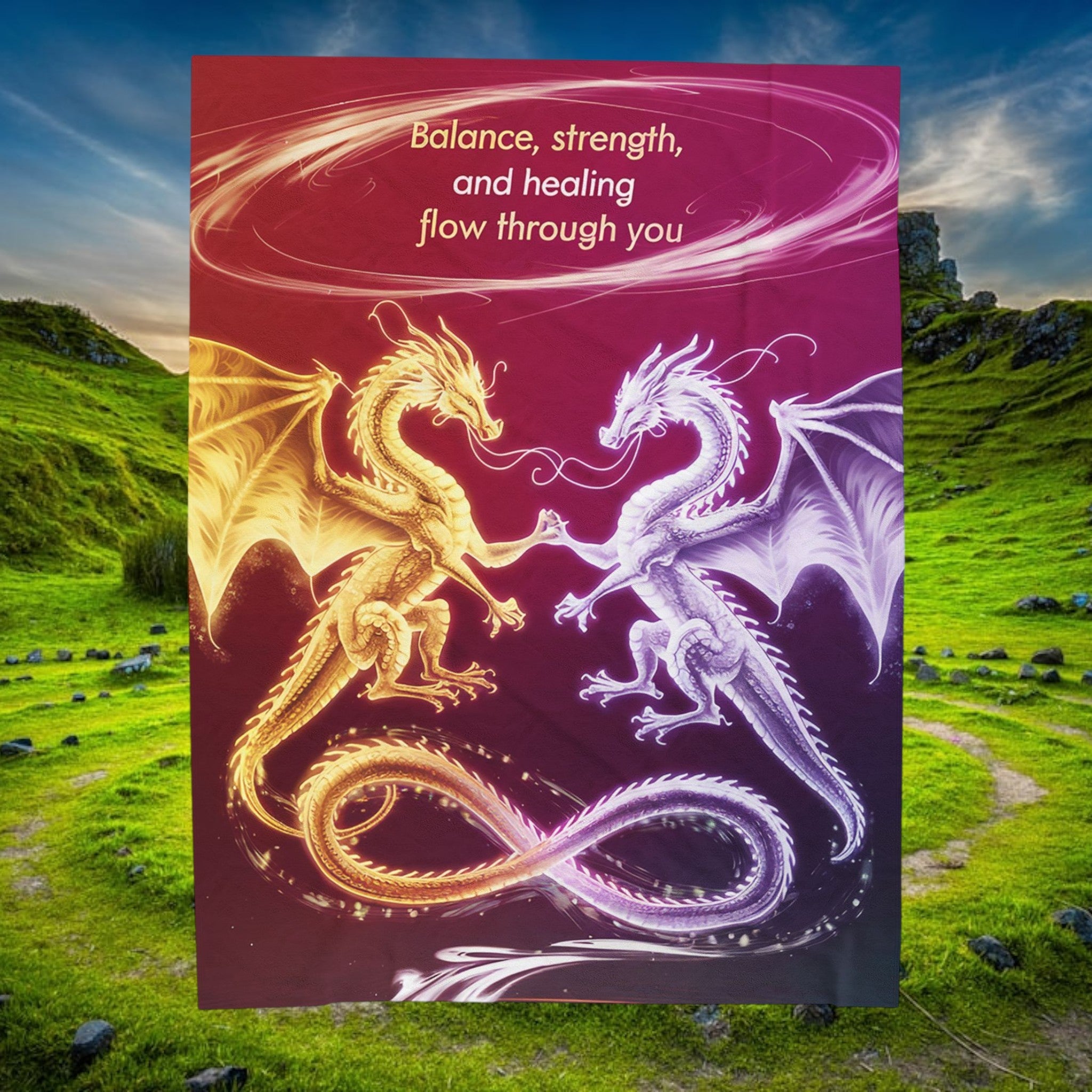 Enchanting Dragon Velveteen Plush Blanket - Balance, Strength, Healing
