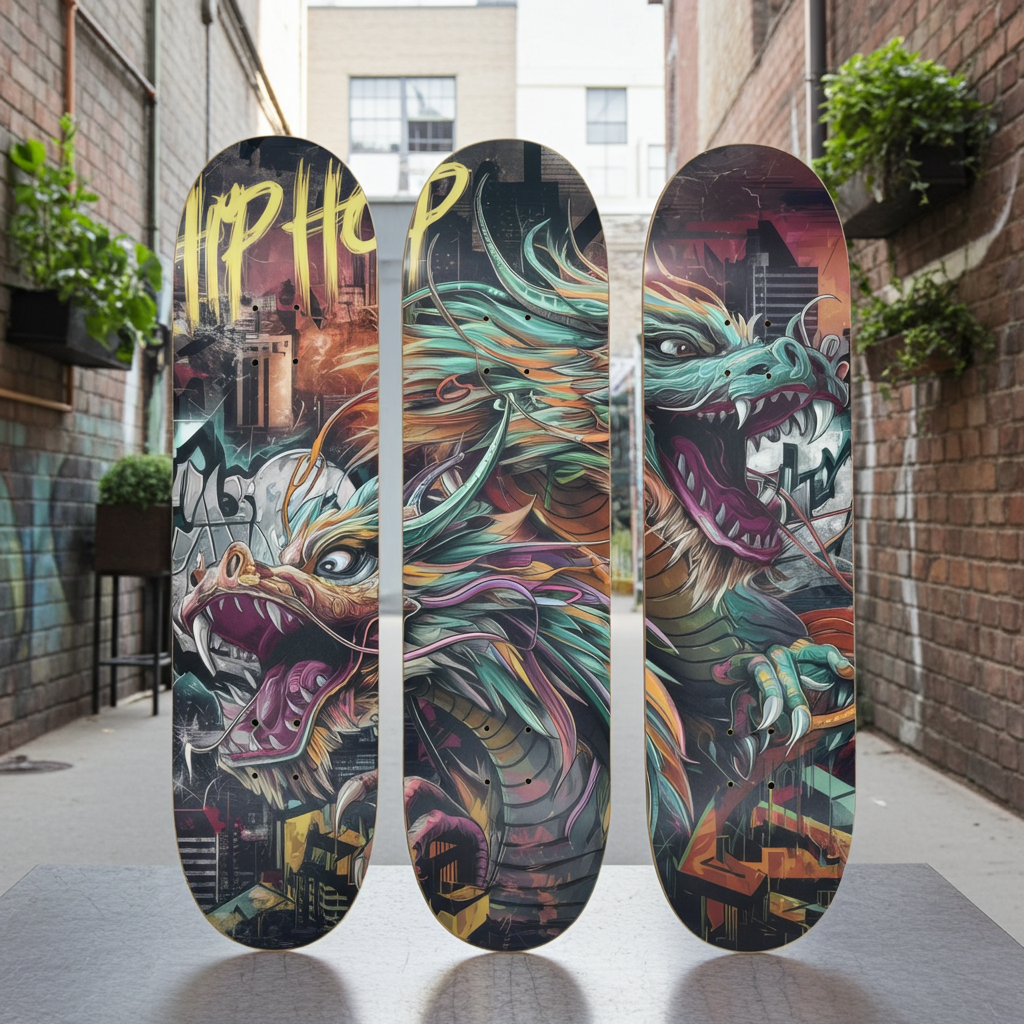 3 Skateboard Series Art - Hip Hop Dragon