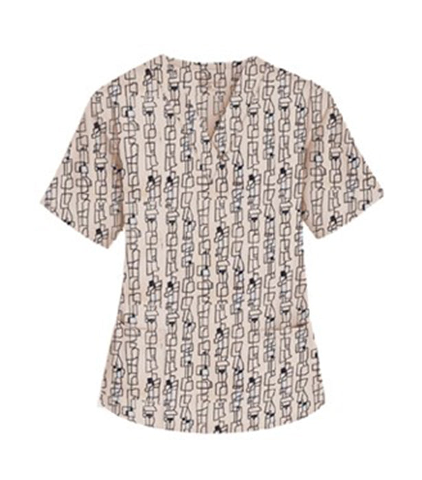 Geometric Print Scrub Set 4 Pockets Ladies Half Sleeves (2 Pockets Top and 2 Pockets Pant)