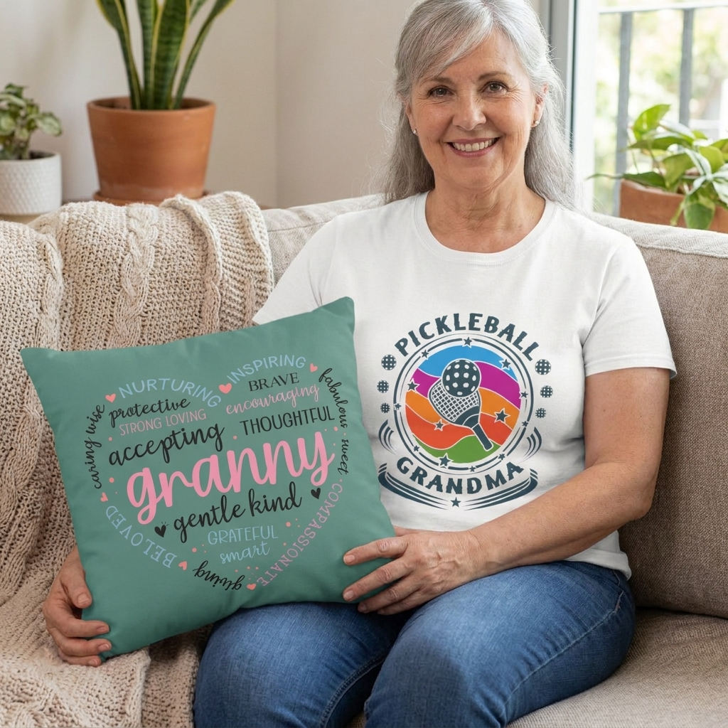 Love Granny Affirmation Square Pillow - Gentle Kind Decorative Cushion