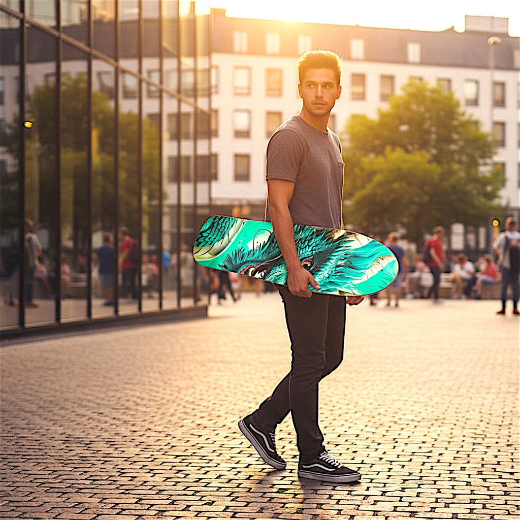 Custom Green Dragon Skateboard – Personalized Maple Deck
