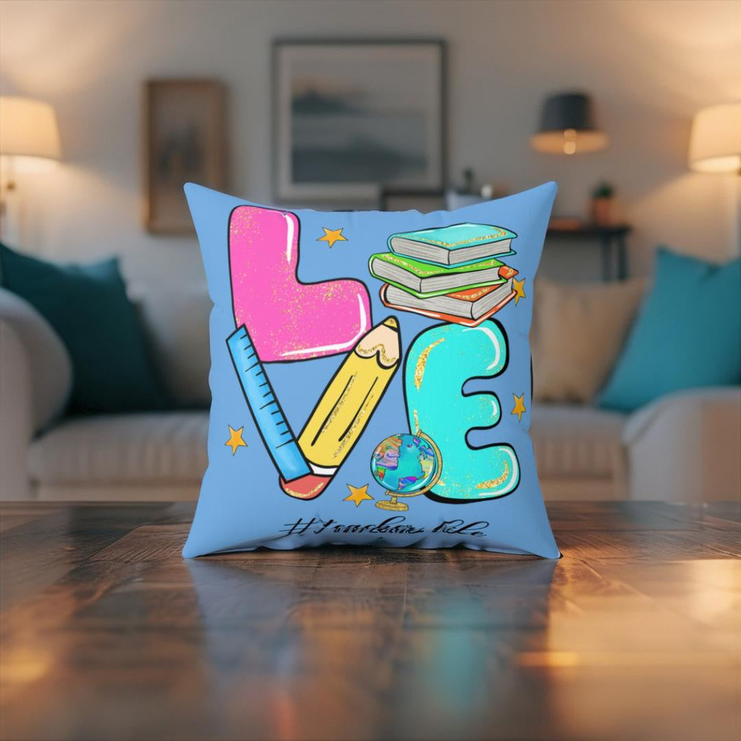 Faux Suede Square Pillow - Love Teacher Life