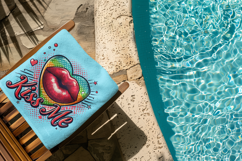 Colorful Kiss Me Beach Towel
