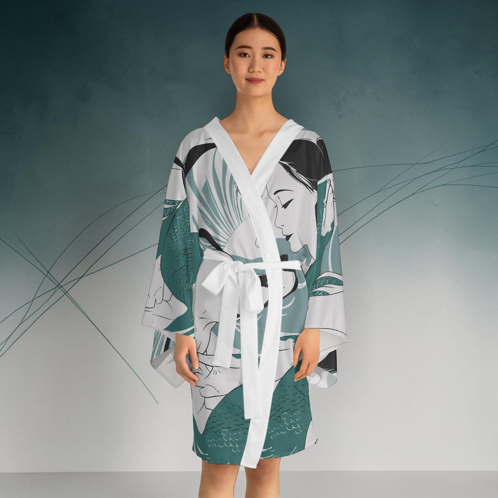 Mermaid with Labrador – Long Sleeve Kimono Robe