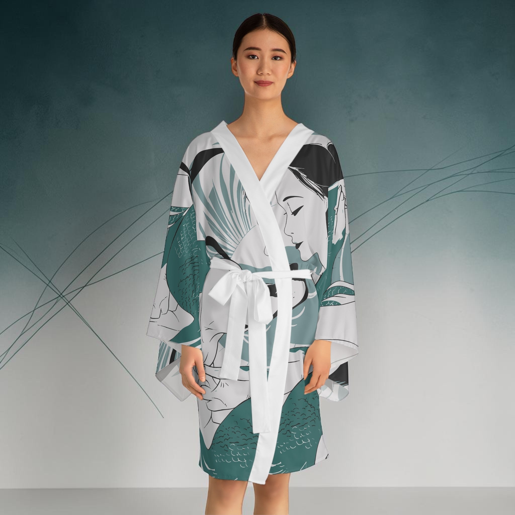 Mermaid with Labrador – Long Sleeve Kimono Robe