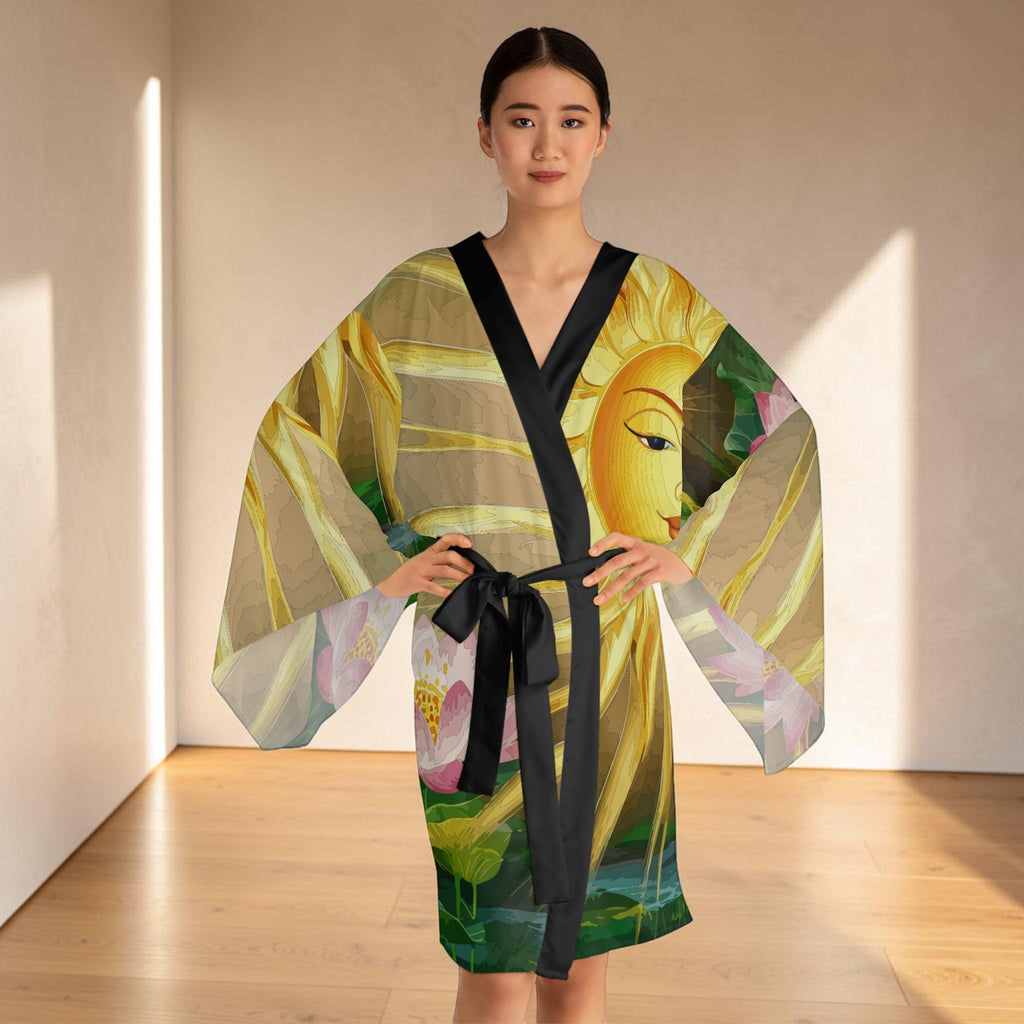 Long Sleeve Kimono Robe - Lotus Sun