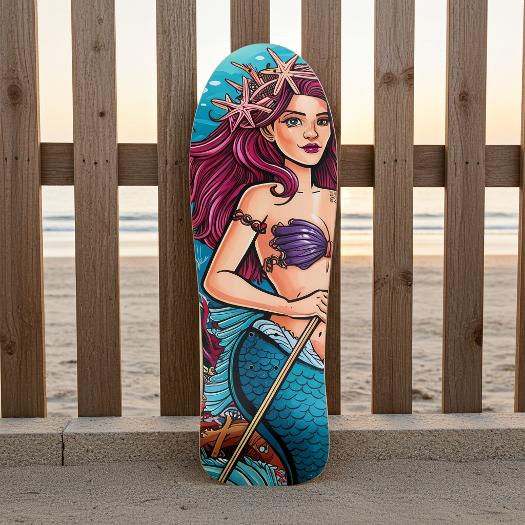 Mermaid Star Skateboard – Celestial Ocean Art Deck