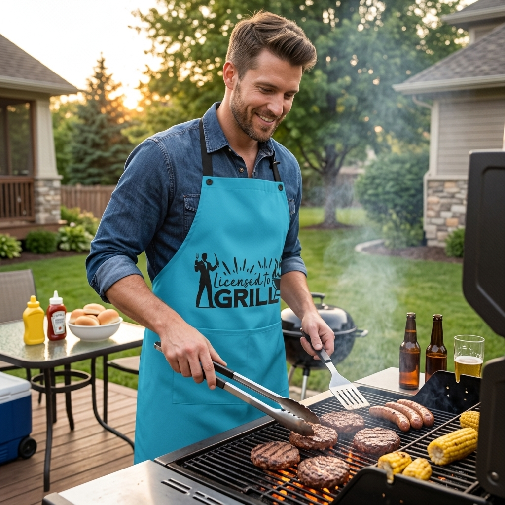 Licensed To Grill Apron – Funny BBQ Gift