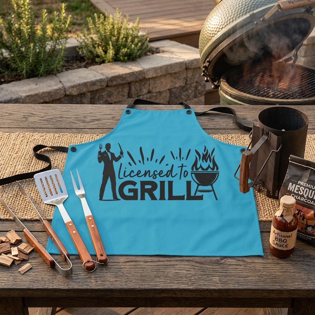 Licensed To Grill Apron – Funny BBQ Gift