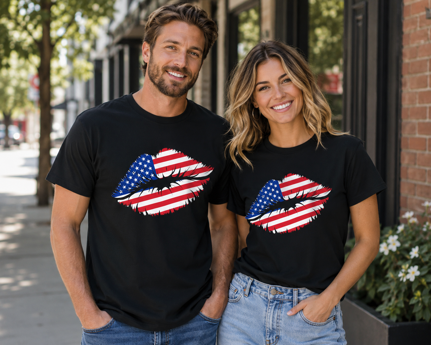 Patriotic Lip Print Tee, Unisex T-Shirt,