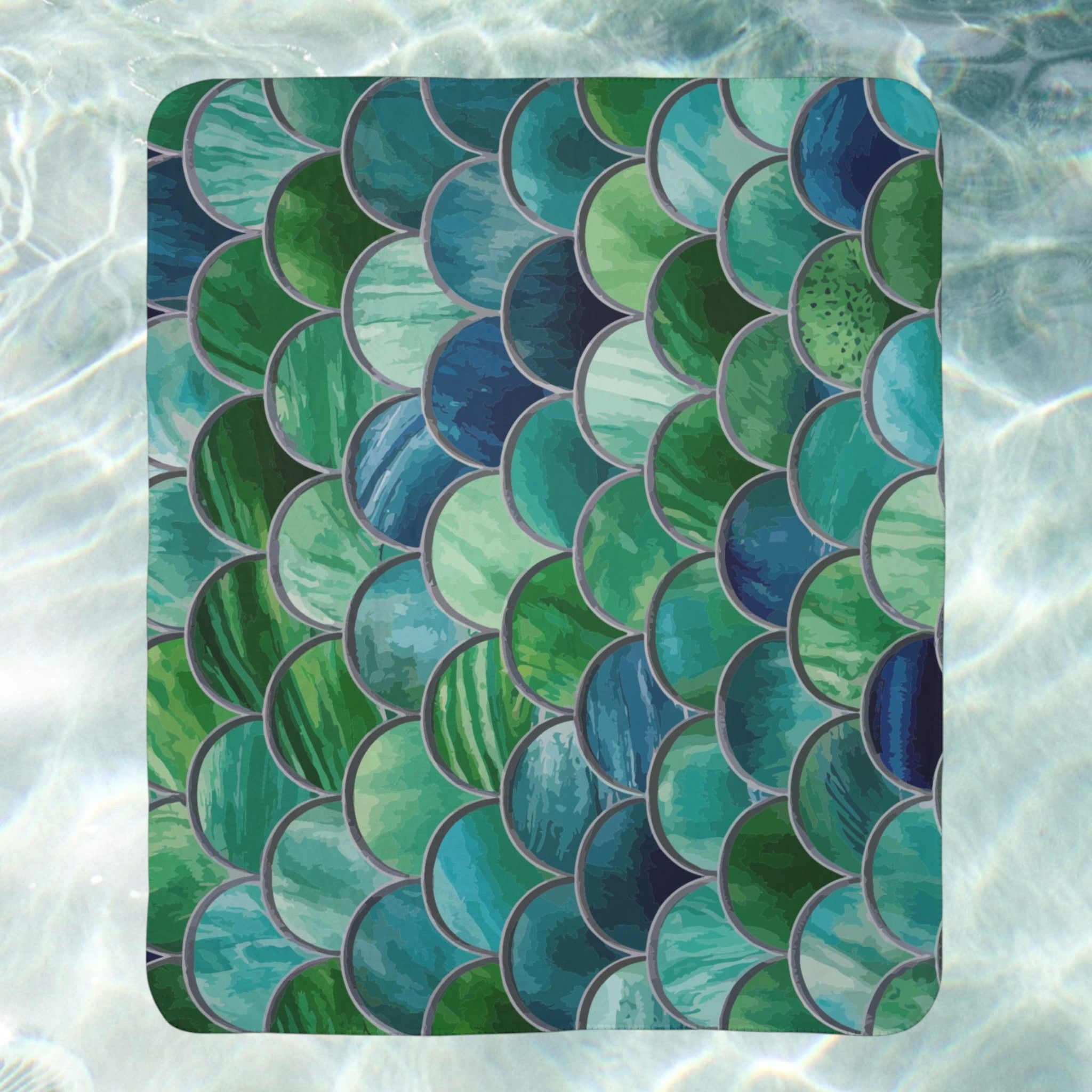 Fleece Sherpa Blanket - Mermaid Scales