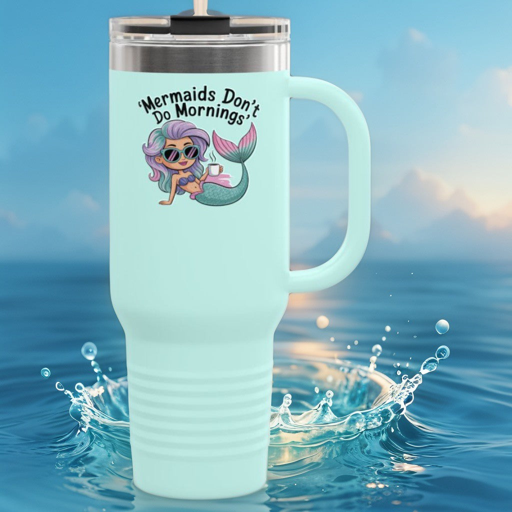 Mermaids Don't Do Mornings Insulated Travel Mug, 40oz