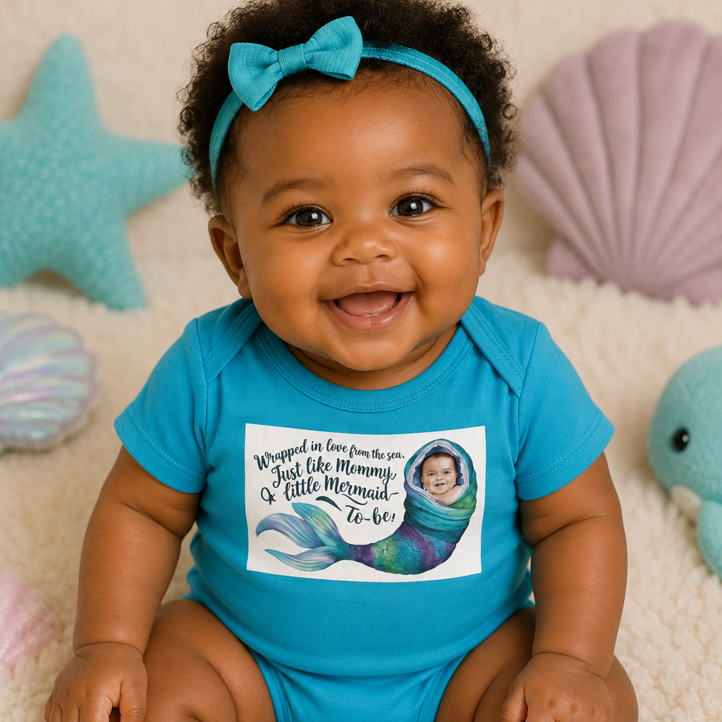 Combed Cotton Baby Bodysuit - Little Mermaid To Be