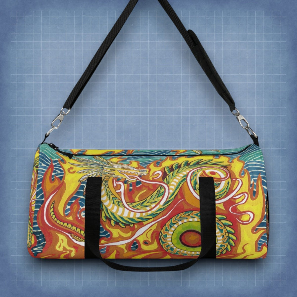 Dragon Swirl Duffel Bag – Fantasy Travel Gym Bag & Unique Weekender Gift