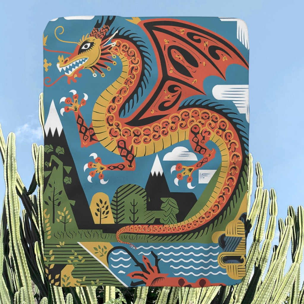 Mexican Dragon Sherpa Fleece Blanket – Cozy Home Décor & Gift for Dragon Lovers