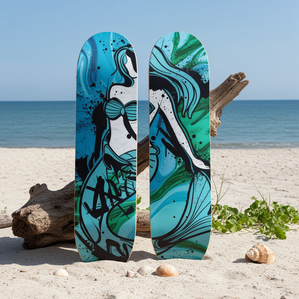Mermaid Waves Skateboard Set – 2-Piece Ocean Art Series