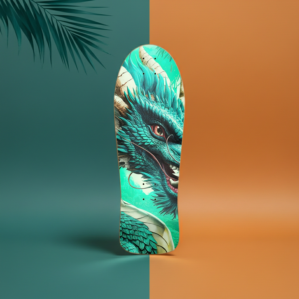 Custom Green Dragon Skateboard – Personalized Maple Deck
