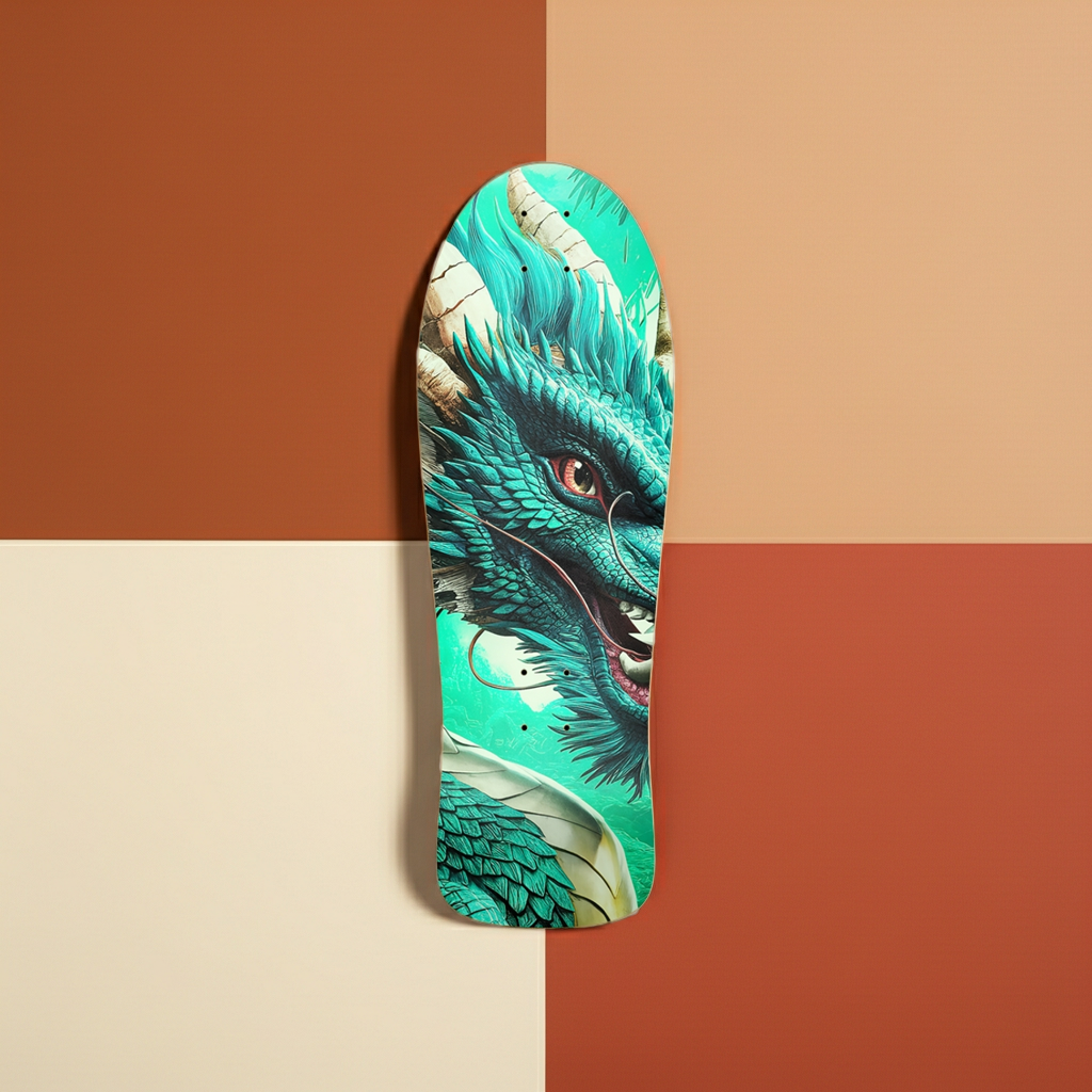Custom Green Dragon Skateboard – Personalized Maple Deck