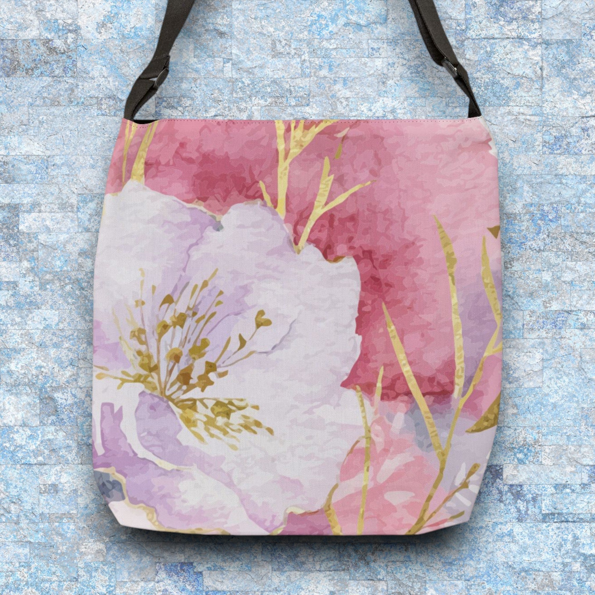 Adjustable Tote Bag  - Pastel Roses