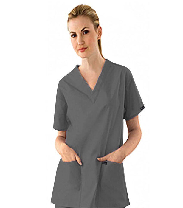 Stretchable Women Scrub Set -7 pocket v neck ladies half sleeve (2 pocket top 5 pocket pant 2 Side 2 Cargo 1 Back pocket)