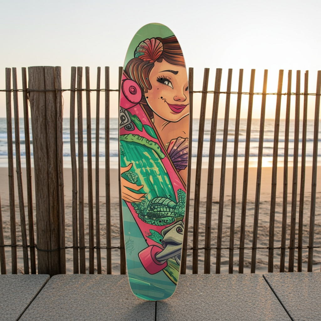 Mermaid Frolic Skateboard – Playful Mermaid Art Deck