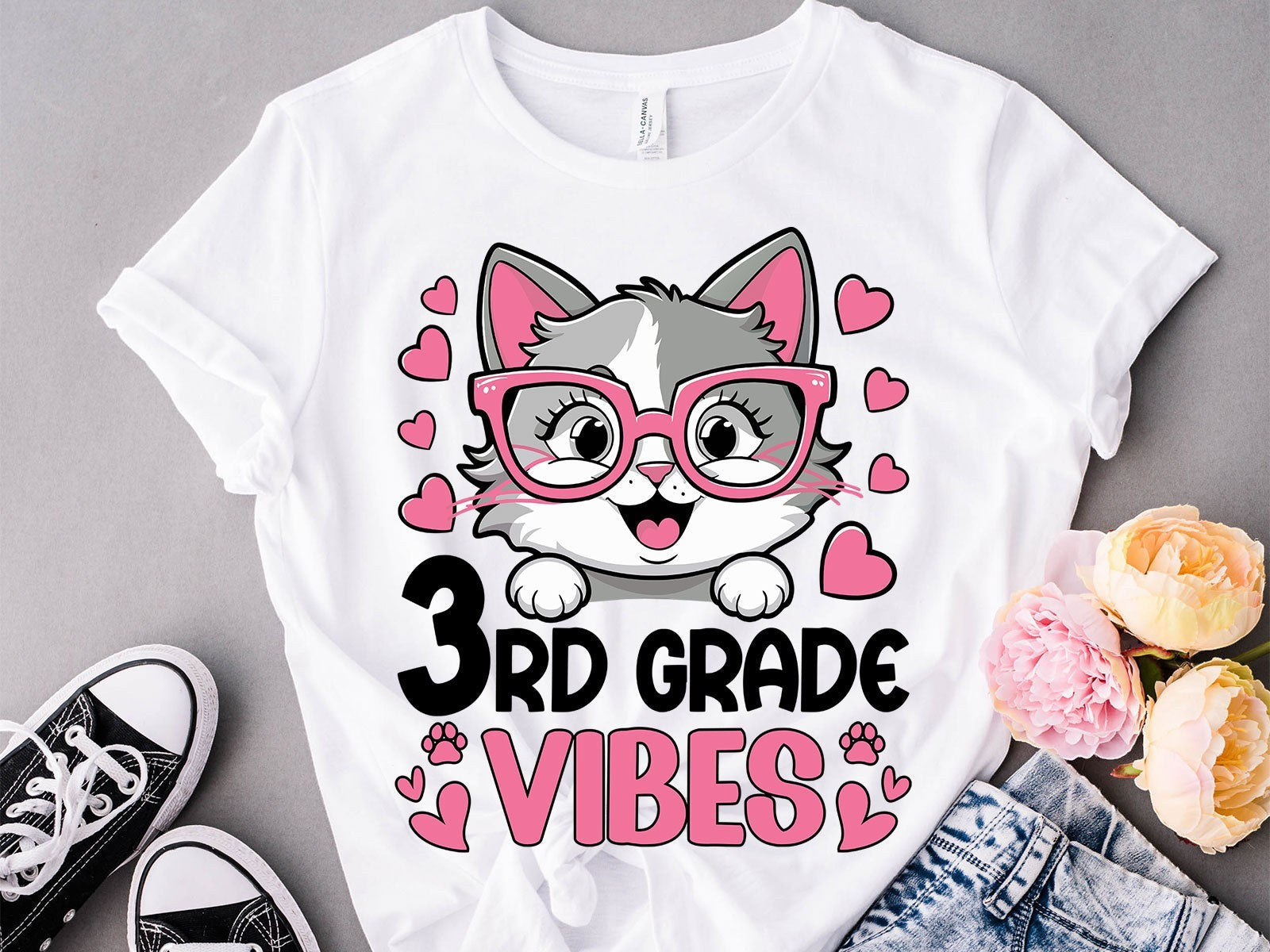 Cute 3rd Grade Vibes Youth Tee, Back to School T-Shirt