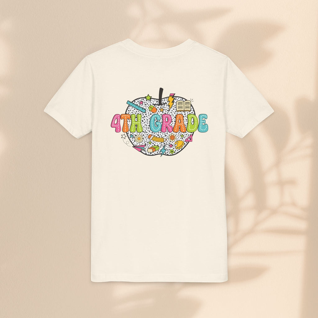 4th Grade Apple Youth T-Shirt, Fun Kids Tee, Back to School Shirt, Teacher Appreciation Gift, Colorful Youth Apparel