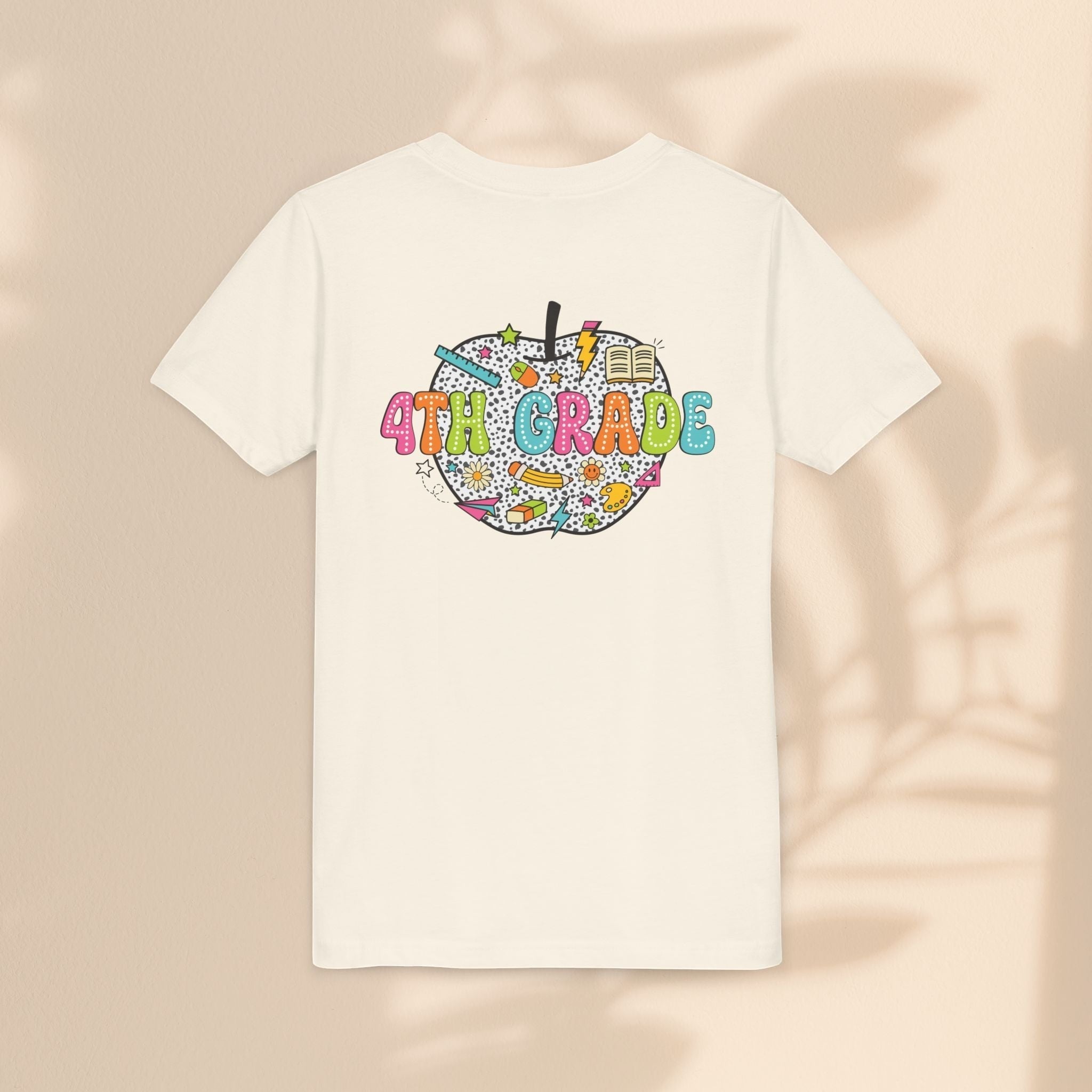 4th Grade Apple Youth T-Shirt, Fun Kids Tee, Back to School Shirt, Teacher Appreciation Gift, Colorful Youth Apparel