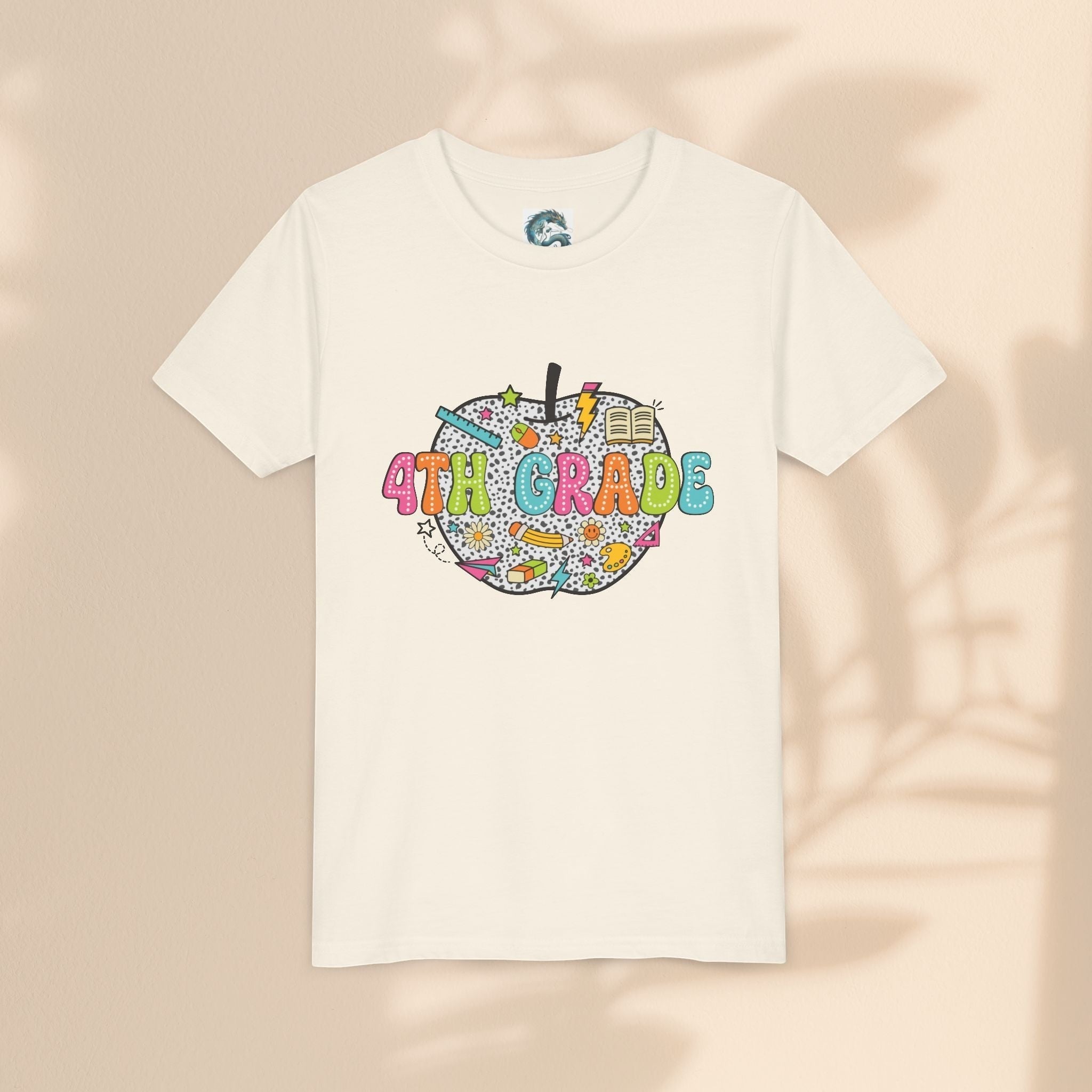 4th Grade Apple Youth T-Shirt, Fun Kids Tee, Back to School Shirt, Teacher Appreciation Gift, Colorful Youth Apparel