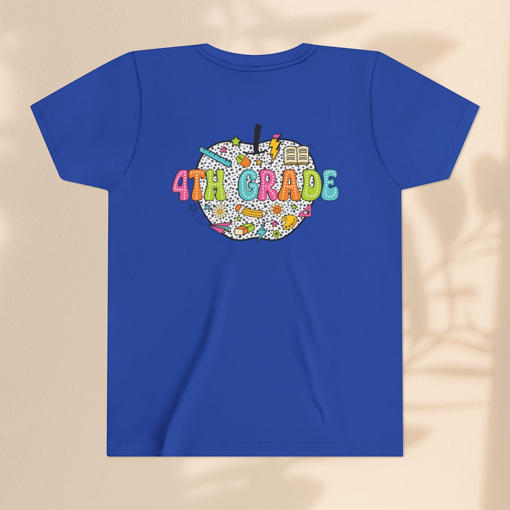 4th Grade Apple Youth T-Shirt, Fun Kids Tee, Back to School Shirt, Teacher Appreciation Gift, Colorful Youth Apparel