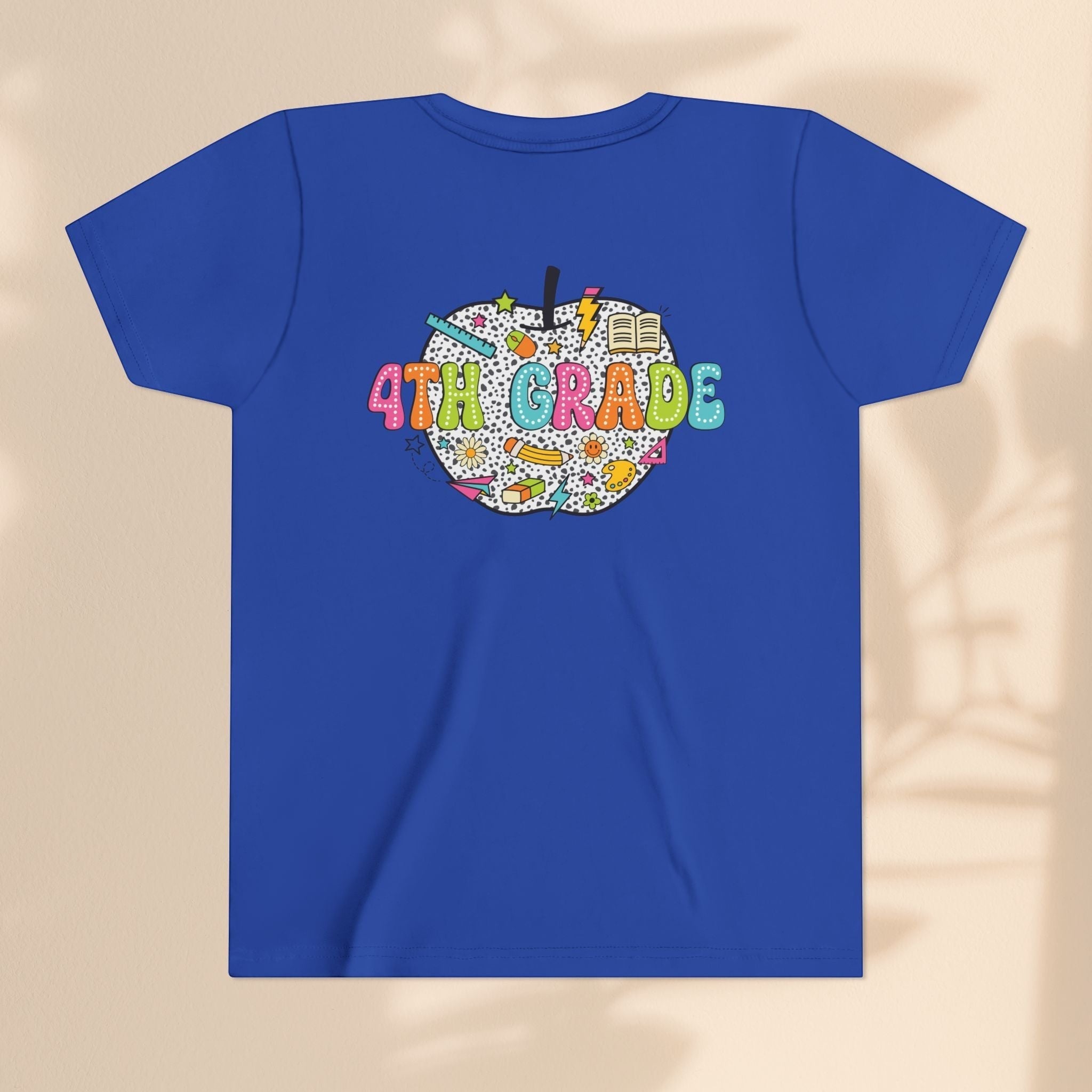 4th Grade Apple Youth T-Shirt, Fun Kids Tee, Back to School Shirt, Teacher Appreciation Gift, Colorful Youth Apparel
