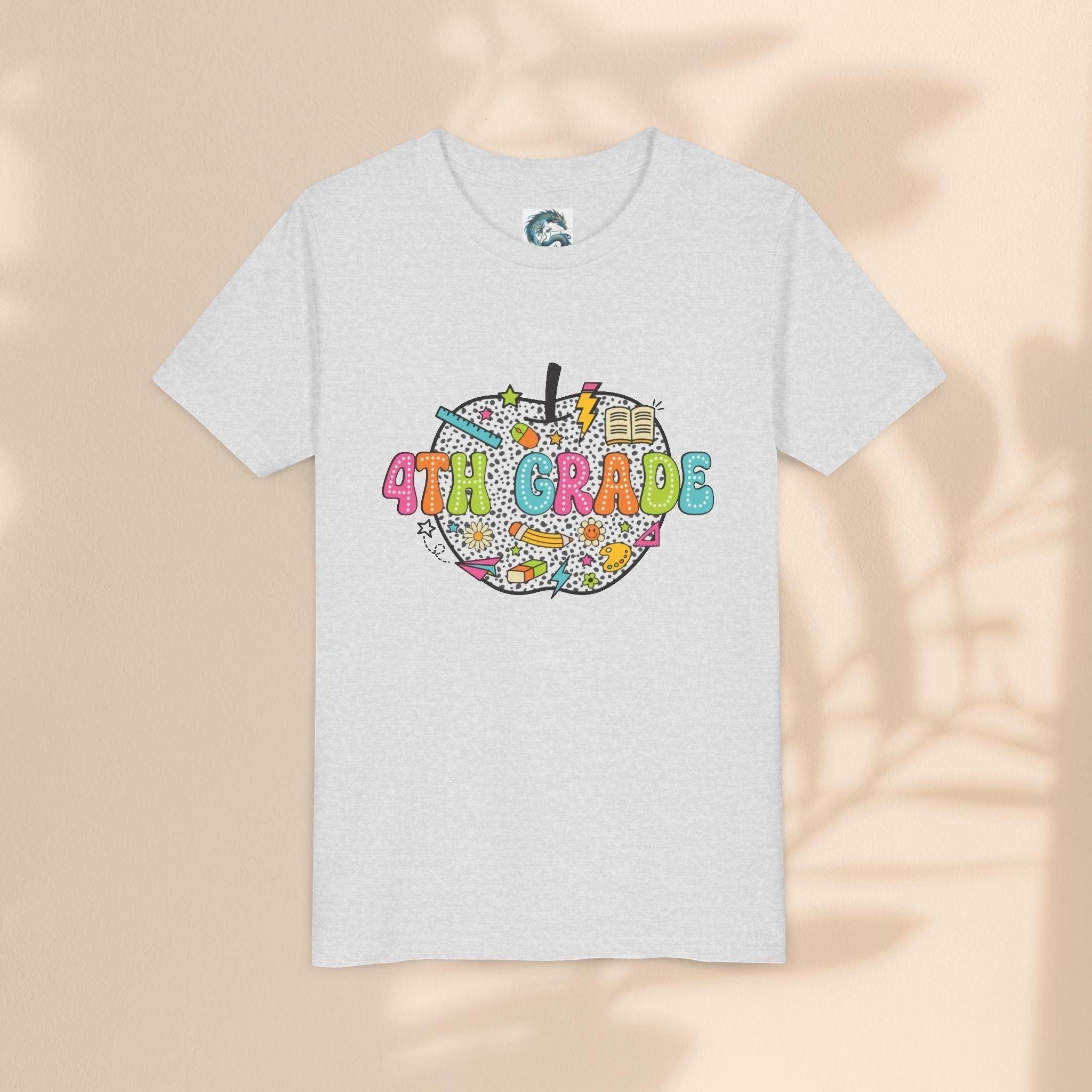 4th Grade Apple Youth T-Shirt, Fun Kids Tee, Back to School Shirt, Teacher Appreciation Gift, Colorful Youth Apparel