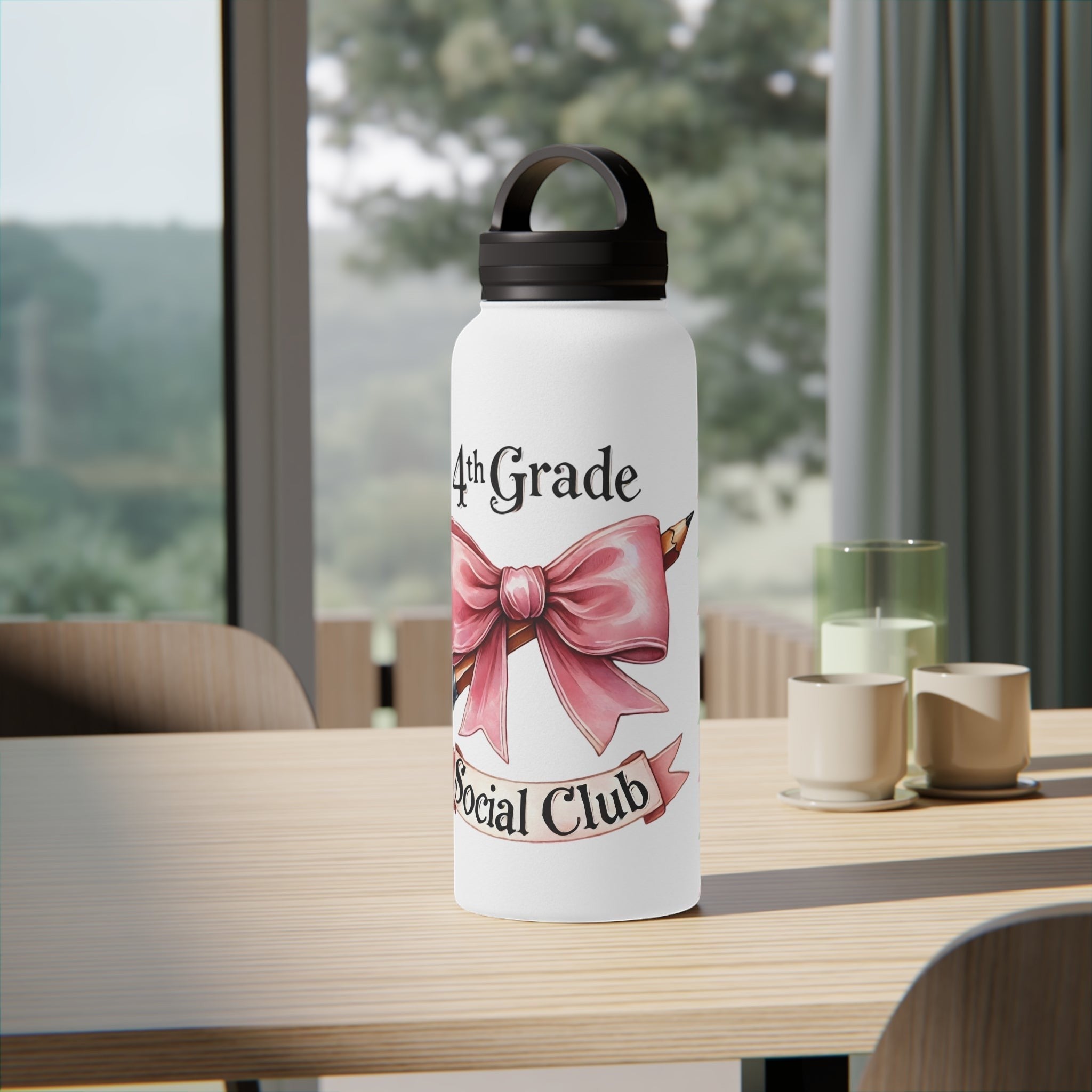 4th Grade Social Club Stylish Insulated Water Bottle, Cute Design for Kids, Back to School, Eco-Friendly Bottle, Gym and Sports Use