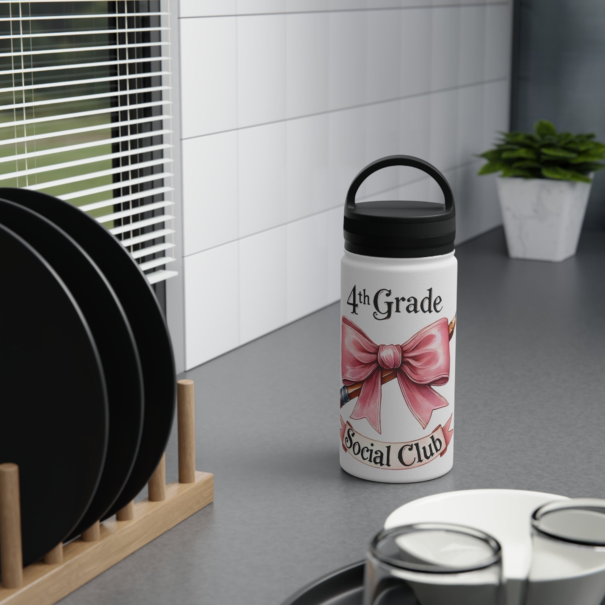 4th Grade Social Club Stylish Insulated Water Bottle, Cute Design for Kids, Back to School, Eco-Friendly Bottle, Gym and Sports Use