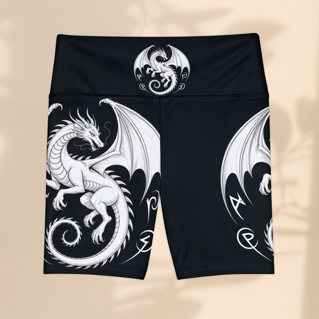 Fantasy Dragon Print Women's Workout Shorts, Athletic Shorts