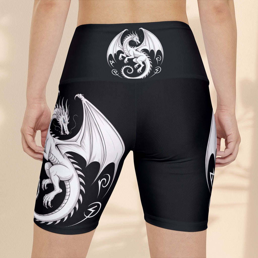 Fantasy Dragon Print Women's Workout Shorts, Athletic Shorts