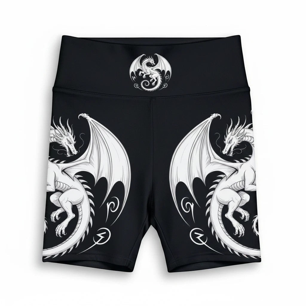 Fantasy Dragon Print Women's Workout Shorts, Athletic Shorts