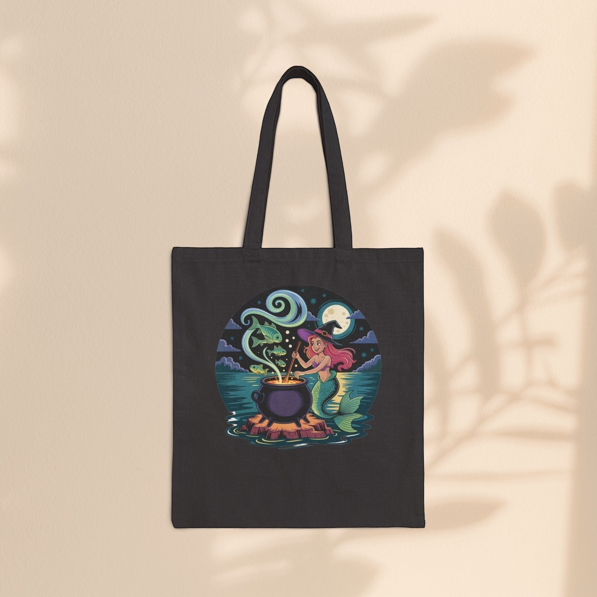 Enchanting Mermaid Cauldron Tote Bag – Eco-Friendly Shopping & Witchy Beach Bag