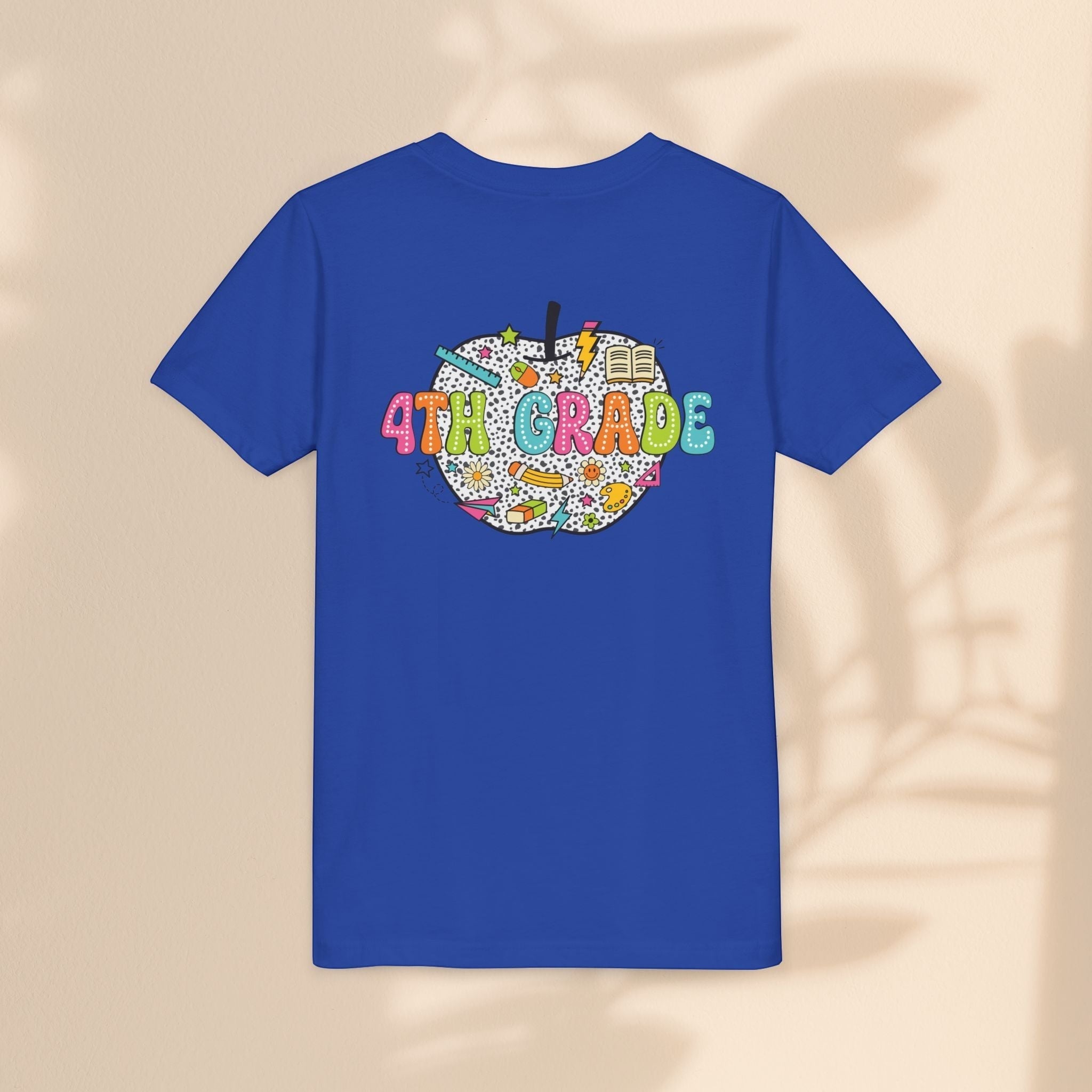 4th Grade Apple Youth T-Shirt, Fun Kids Tee, Back to School Shirt, Teacher Appreciation Gift, Colorful Youth Apparel