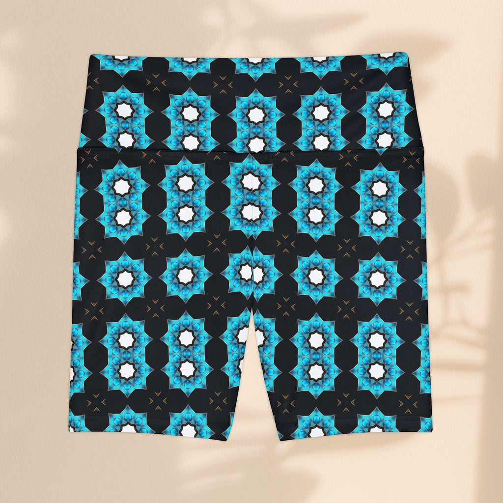 Message Pattern Women's Workout Shorts - Stylish Activewear with Blue Floral Design