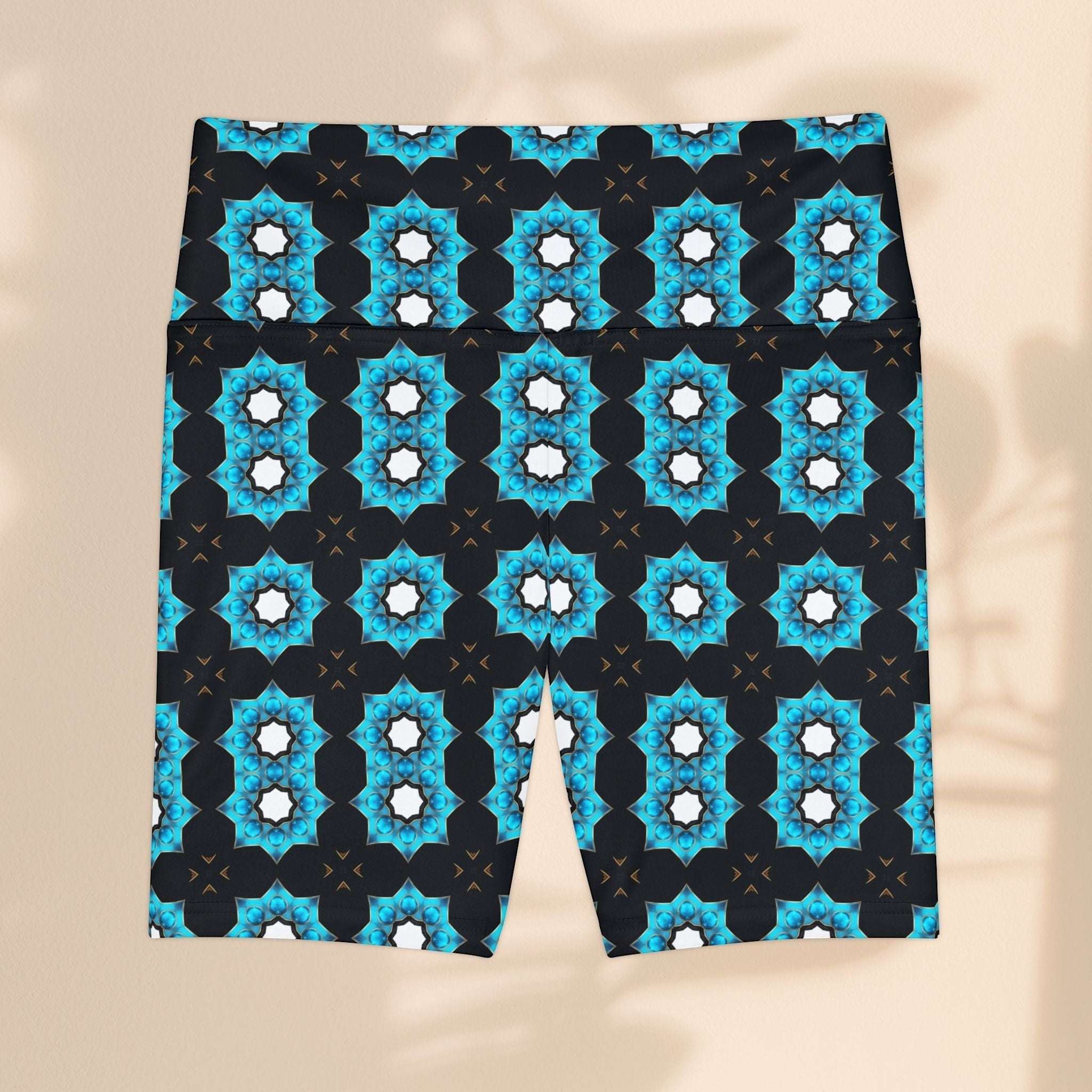 Message Pattern Women's Workout Shorts - Stylish Activewear with Blue Floral Design
