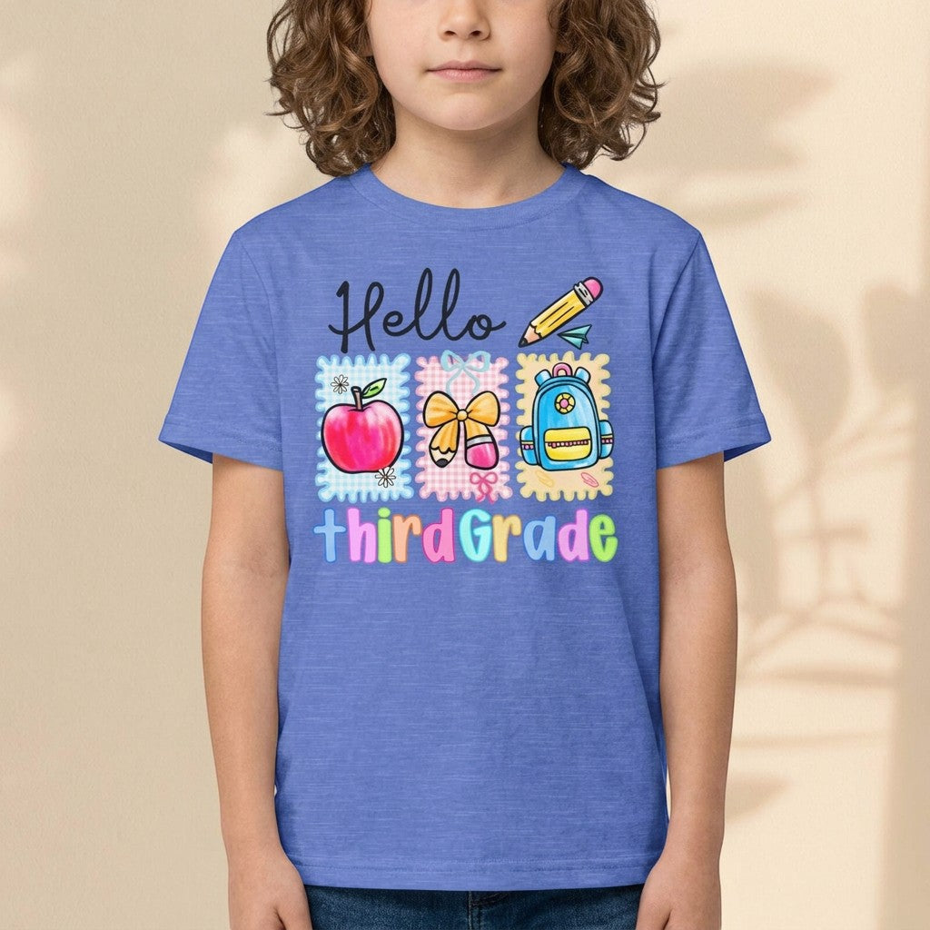 Hello Third Grade Kids T-Shirt – Back to School Youth Tee