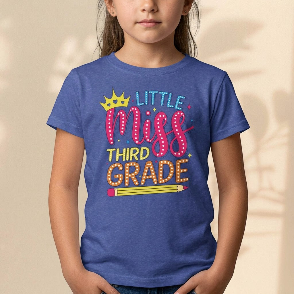Cute Little Miss Third Grade Youth Tee, Kids Birthday Gift, Back to School Outfit